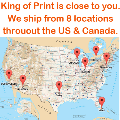 King of Print ships from 8Locations